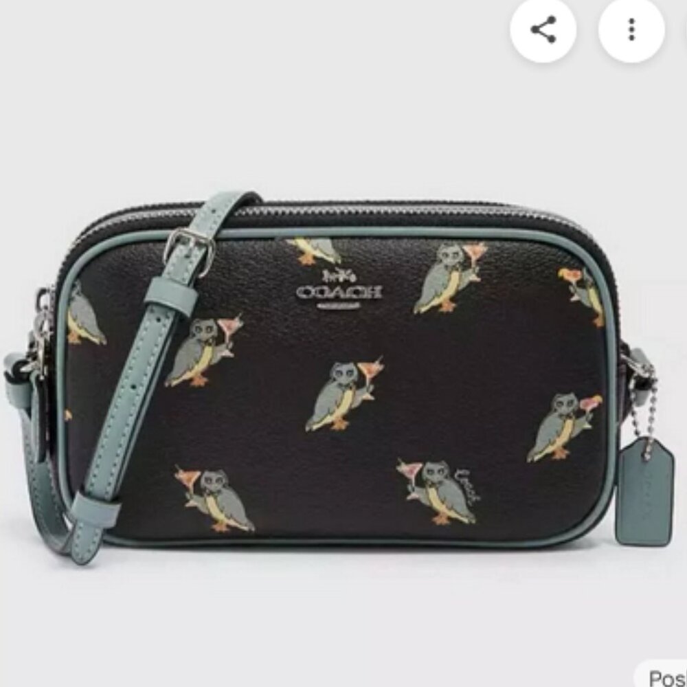Coach Party Owl w/ Martini  double zip crossbody bag No Callouts free shipping - Picture 2 of 12